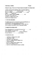 English Worksheet: song:My Love is warmer than the sunshine