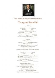 English Worksheet: Young and beautiful