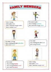 English Worksheet: FAMILY MEMBERS AND POSSESSIVE 