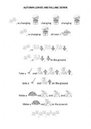 English Worksheet: Autumn leaves are falling down song