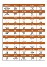 English Worksheet: Taboo cards - Clothing