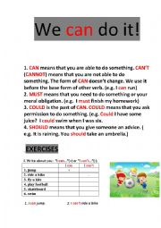 English Worksheet:  I CAN DO IT!