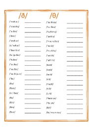 English Worksheet: Minimal Pairs