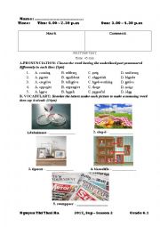 English Worksheet: Monthly test - present continuous&present simple