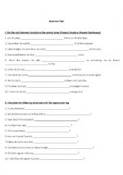 English Worksheet: Grammar Test Do you remember 2?