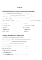 English Worksheet: Grammar Test Do you remember 2?