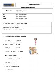 possesive pronoun worksheet