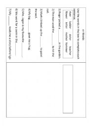 Revision worksheet for er words