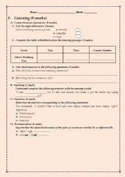 English Worksheet: test intermediate level