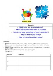 English Worksheet: Jigsaw reading on Education