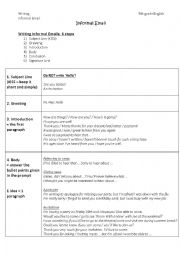 English Worksheet: How to write an informal Email - Useful Phrases and Structure