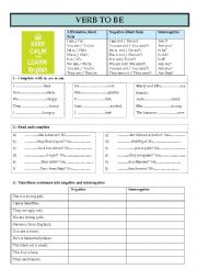 English Worksheet: To be exercises