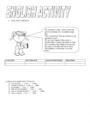 English Worksheet: activity