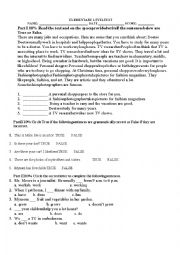 English Worksheet: ELEMENTARY TEST 