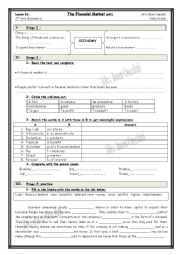 English Worksheet: lesson E1: The financial market 2nd form economics 