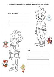 English Worksheet: WHAT IS HE/SHE WEARING?