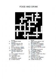 English Worksheet: FOOD AND DRINK CROSSWORD + KEY