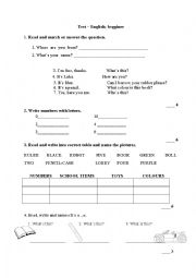 English Worksheet: Begginers test