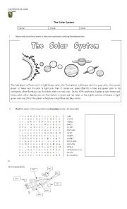 English Worksheet: Solar System