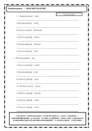 English Worksheet: present progressive  excercises