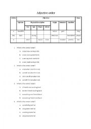 Adjective order - worksheet