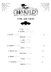 English Worksheet: Halloween Find And Count