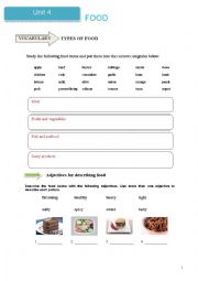 English Worksheet: food