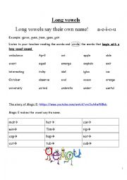 Introducing long vowel sounds + Magic E