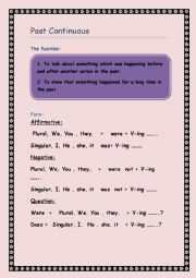 English Worksheet: past continuous