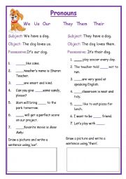 English Worksheet: Plural Pronouns, subject, object possessive 