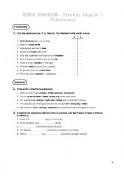 English Worksheet: Practicing the Present Simple and continuous