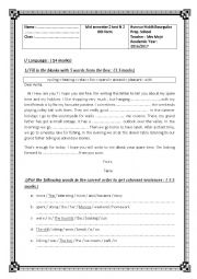 English Worksheet: mid semestre 2 8th form