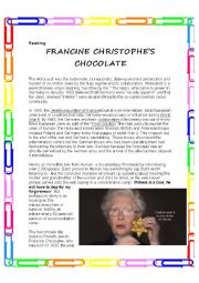 English Worksheet: FRANCINE CHRISTOPHES CHOCOLATE