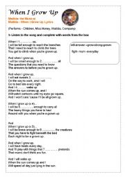 English Worksheet: song activity
