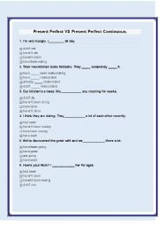 English Worksheet: present perfect vs present perfect continuous