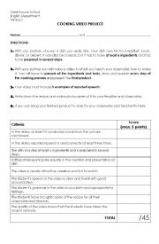 English Worksheet: Cooking Video Project