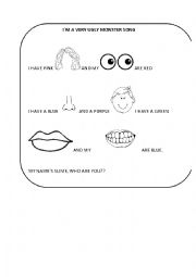 English Worksheet: The very ugly monster song