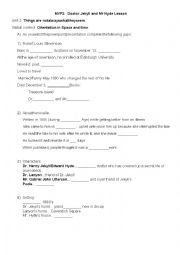 English Worksheet: Doctor Jekyll and Mr Hyde introduction lesson
