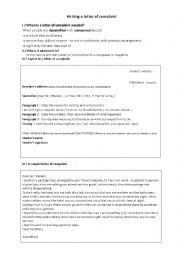 English Worksheet: Writing a letter of complaint