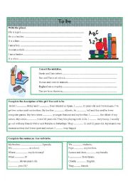 English Worksheet: To be exercises