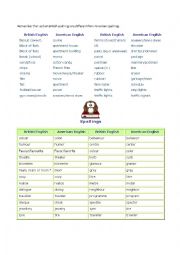 English Worksheet: British and American English