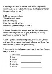 English Worksheet: Halloween Scavenger Hunt