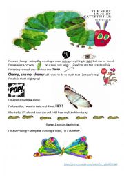 English Worksheet: The very hungry caterpillar song
