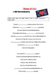 English Worksheet: SHAPE OF YOU ( song)