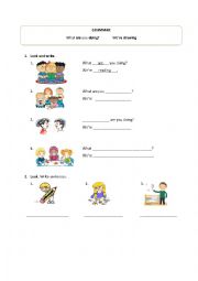 English Worksheet: What are they doing - Present continuous