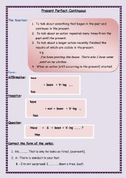 English Worksheet: Present Perfect Continuous