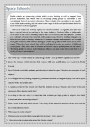 English Worksheet: space school