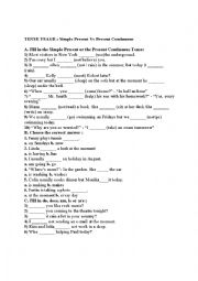 English Worksheet: TENSE USAGE EXERCISES PRESENT SIMPLE VS PRESENT CONTINUOUS