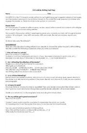 English Worksheet: FCE Article Writing Preparation