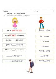 English Worksheet: Possessive Adjectives (his - her)